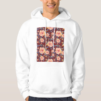 Rose, nahtlos, rotes Hintergrundmuster Hoodie
