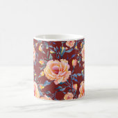 Rose, nahtlos, rotes Hintergrundmuster Kaffeetasse (Mittel)