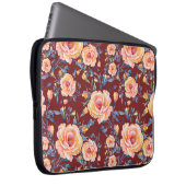 Rose, nahtlos, rotes Hintergrundmuster Laptopschutzhülle (Vorne Rechts)