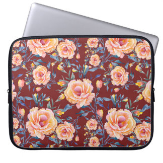 Rose, nahtlos, rotes Hintergrundmuster Laptopschutzhülle