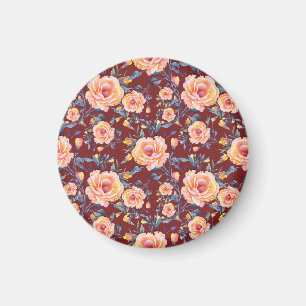 Rose, nahtlos, rotes Hintergrundmuster Magnet