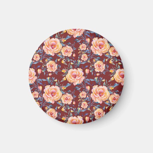 Rose, nahtlos, rotes Hintergrundmuster Magnet (Vorne)