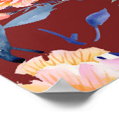 Rose, nahtlos, rotes Hintergrundmuster Poster (Ecke)