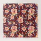 Rose, nahtlos, rotes Hintergrundmuster Puzzle (Horizontal)