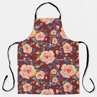 Rose, nahtlos, rotes Hintergrundmuster Schürze