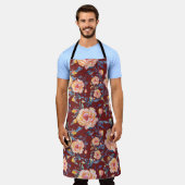 Rose, nahtlos, rotes Hintergrundmuster Schürze (Getragen)