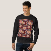 Rose, nahtlos, rotes Hintergrundmuster Sweatshirt (Vorne ganz)