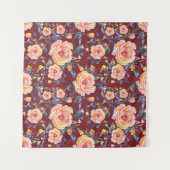 Rose, nahtlos, rotes Hintergrundmuster Wandteppich (Vorderseite (Horizontal))