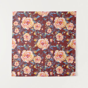 Rose, nahtlos, rotes Hintergrundmuster Wandteppich