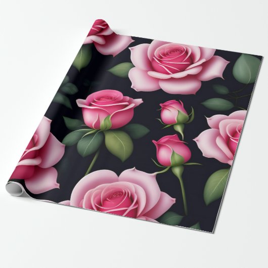 Rose Nahtlose Muster Valentinstag Wrapping Pap Geschenkpapier (Ungerollt)