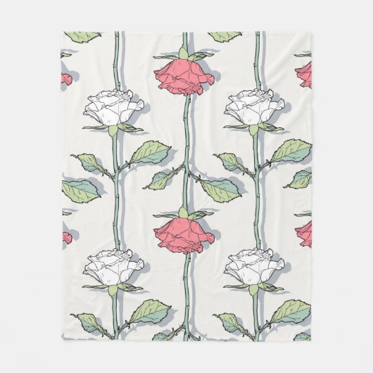 Rose nahtloses Muster Fleecedecke (Vorderseite)