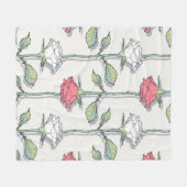 Rose nahtloses Muster Fleecedecke (Vorderseite (Horizontal))