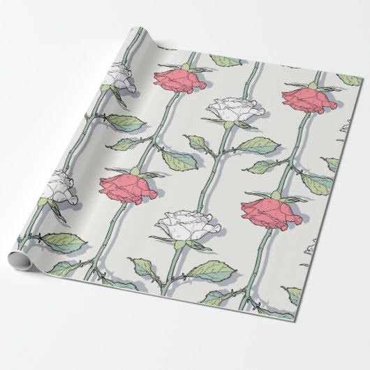 Rose nahtloses Muster Geschenkpapier (Ungerollt)