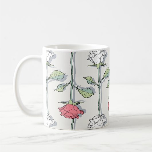 Rose nahtloses Muster Kaffeetasse (Links)