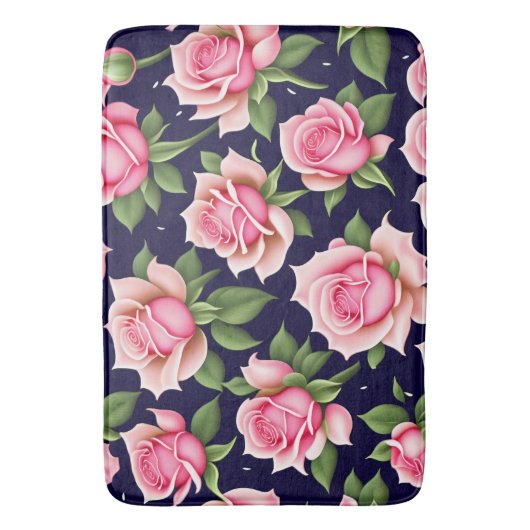 Rose Nahtloses Muster Valentinstag Badematte (Vorderseite Vertikal)