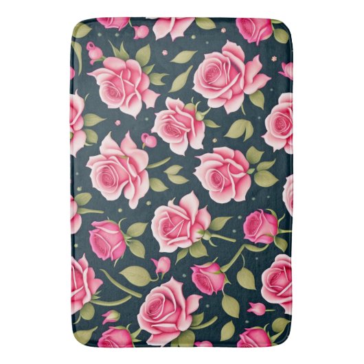 Rose Nahtloses Muster Valentinstag Badematte (Vorderseite Vertikal)