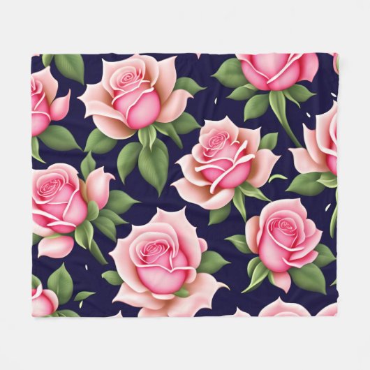 Rose Nahtloses Muster Valentinstag Fleecedecke (Vorderseite (Horizontal))