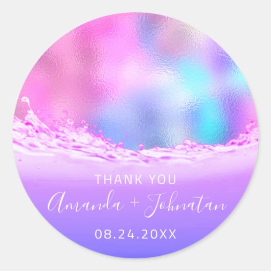 Rose Name Datum Parkplatz Pastelwellen Rosa Runder Aufkleber (Vorderseite)