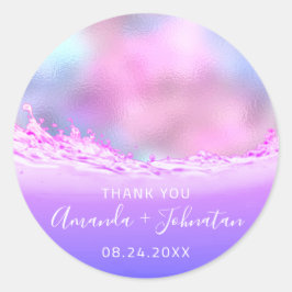 Rose Name Datum Parkplatz Pastelwellen Rosa Runder Aufkleber