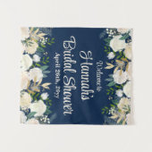 Rose Navy Blumengrün Willkommen in Brautparty Wandteppich (Vorderseite (Horizontal))