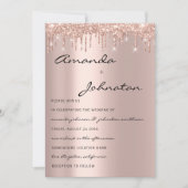 Rose-Navy-Monogramm-Tropfen Einladung (Vorderseite)