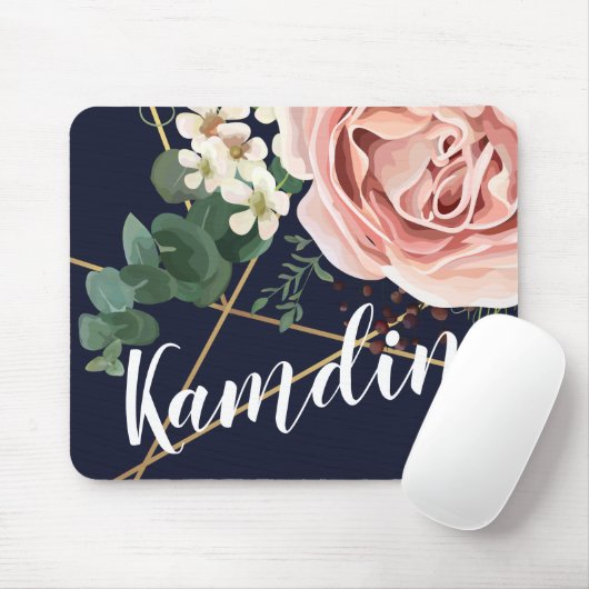 Rose Navy personalisiert Mouse Pad Geometric Garde Mousepad (Mit Mouse)