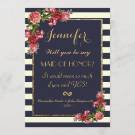 Rose Navy Stripes und Gold Trauzeugin laden ein Einladung