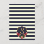 Rose Navy Stripes und Gold Wedding Information Begleitkarte (Rückseite)
