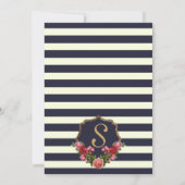 Rose Navy Strips und Gold Brautparty Einladung (Rückseite)