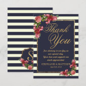 Rose Navy Strips und Gold Dankeskarten Dankeskarte (Vorne/Hinten)