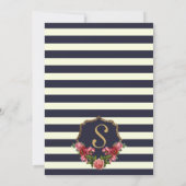 Rose Navy Strips und Gold Junggeselinnen-Abschied Einladung (Rückseite)