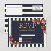 Rose Navy Strips und Gold UAWG Postkarten (Vorne/Hinten)
