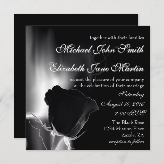 Rose Noire Einladung (Vorne/Hinten)