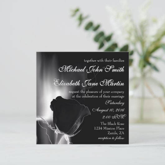 Rose Noire Einladung (Stehend Vorderseite)