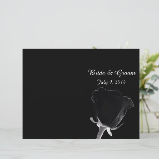 Rose Noire Folded Wedding Programm (Stehend Vorderseite)