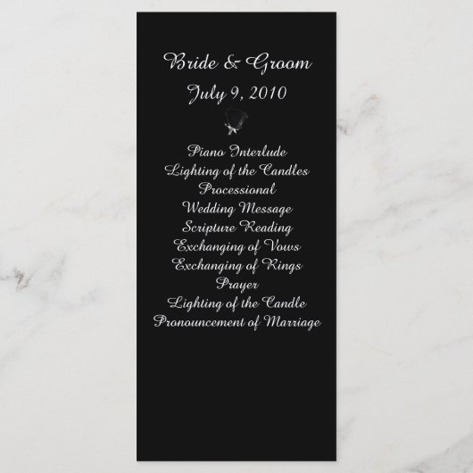 Rose Noire Wedding Program Card Programm (Rückseite)