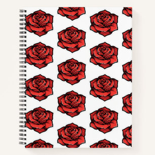 Rose-Notebook mit Graphpapier Notizblock