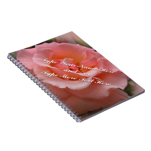 Rose Notebook personalisieren Romantisches Peach R Notizblock (Rechte Seite)
