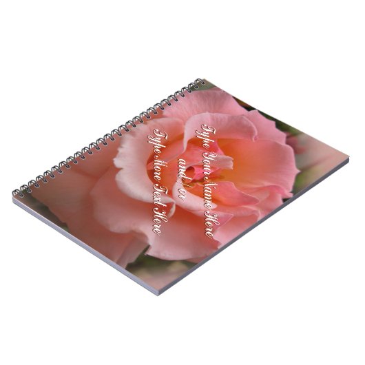 Rose Notebook personalisieren Romantisches Peach R Notizblock (Linke Seite)
