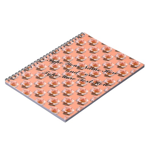 Rose Notebook personalisieren Romantisches Peach R Notizblock (Linke Seite)