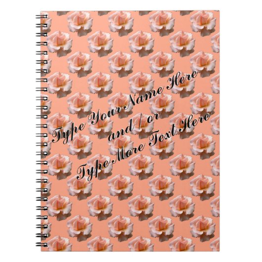Rose Notebook personalisieren Romantisches Peach R Notizblock (Vorderseite)