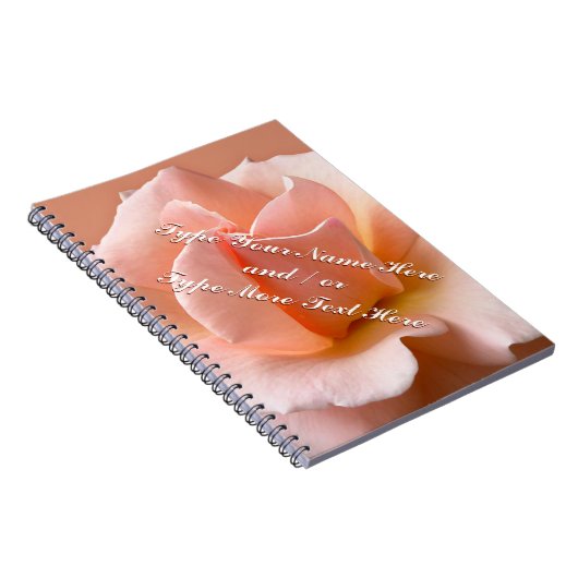 Rose Notebook personalisieren Romantisches Peach R Notizblock (Rechte Seite)
