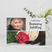 Rose, Noten und Schlüssel-Memorial Einladung (Stehend Vorderseite)