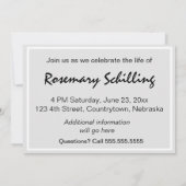 Rose, Noten und Schlüssel-Memorial Einladung (Rückseite)