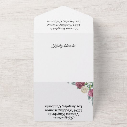 Rose Oldtimer in einer Hochzeitseinladung All In One Einladung (Außenbereich)