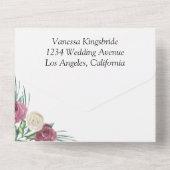 Rose Oldtimer in einer Hochzeitseinladung All In One Einladung (Rückseite)