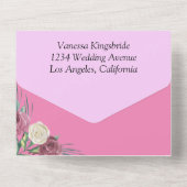 Rose Oldtimer in einer Hochzeitseinladung All In One Einladung (Rückseite)