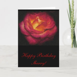 Rose-Ölfarbe Geburtstag Karte