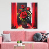Rose Ölfarbe Stil, Stretched Canvas Print Leinwanddruck (Insitu (Wohnzimmer))