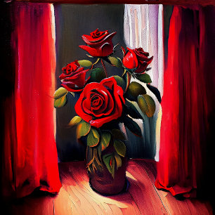 Rose Ölfarbe Stil, Stretched Canvas Print Leinwanddruck